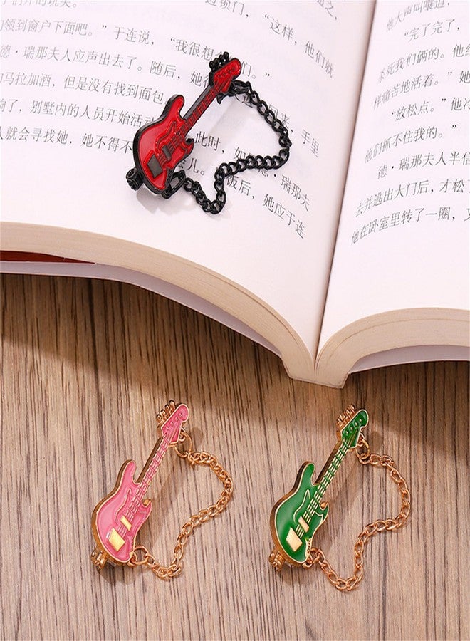 WCRAZYE Guitar Tassel Chain Brooch Pin Cute Enamel Musical Instrument Badges on Backpack Guitar Brooches Badges Pins Present Gifts Accessories Brooch (Black Red Guitar) - Image 3